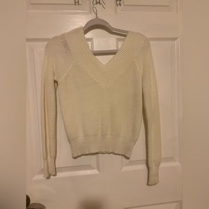 White V-neck Sweater | Size S
